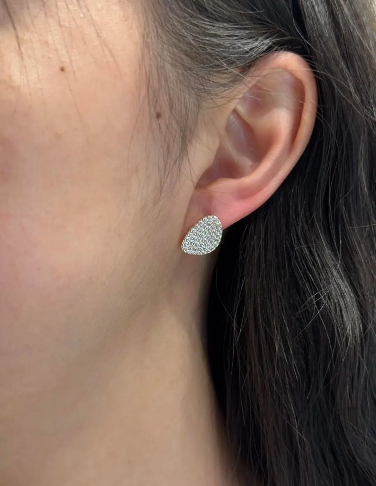 Oval Pavé-Set Gold-Tone Stud Earrings 4
