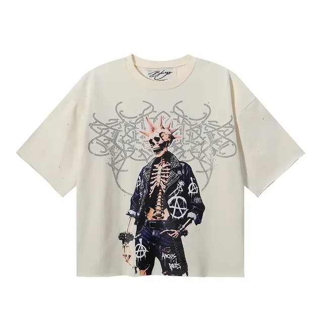 Oversized Graphic-Print Speckled Black T-Shirt 5