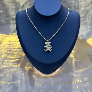 Pavé-Set سلسلة قلادة نمط الزيبرا المخططة