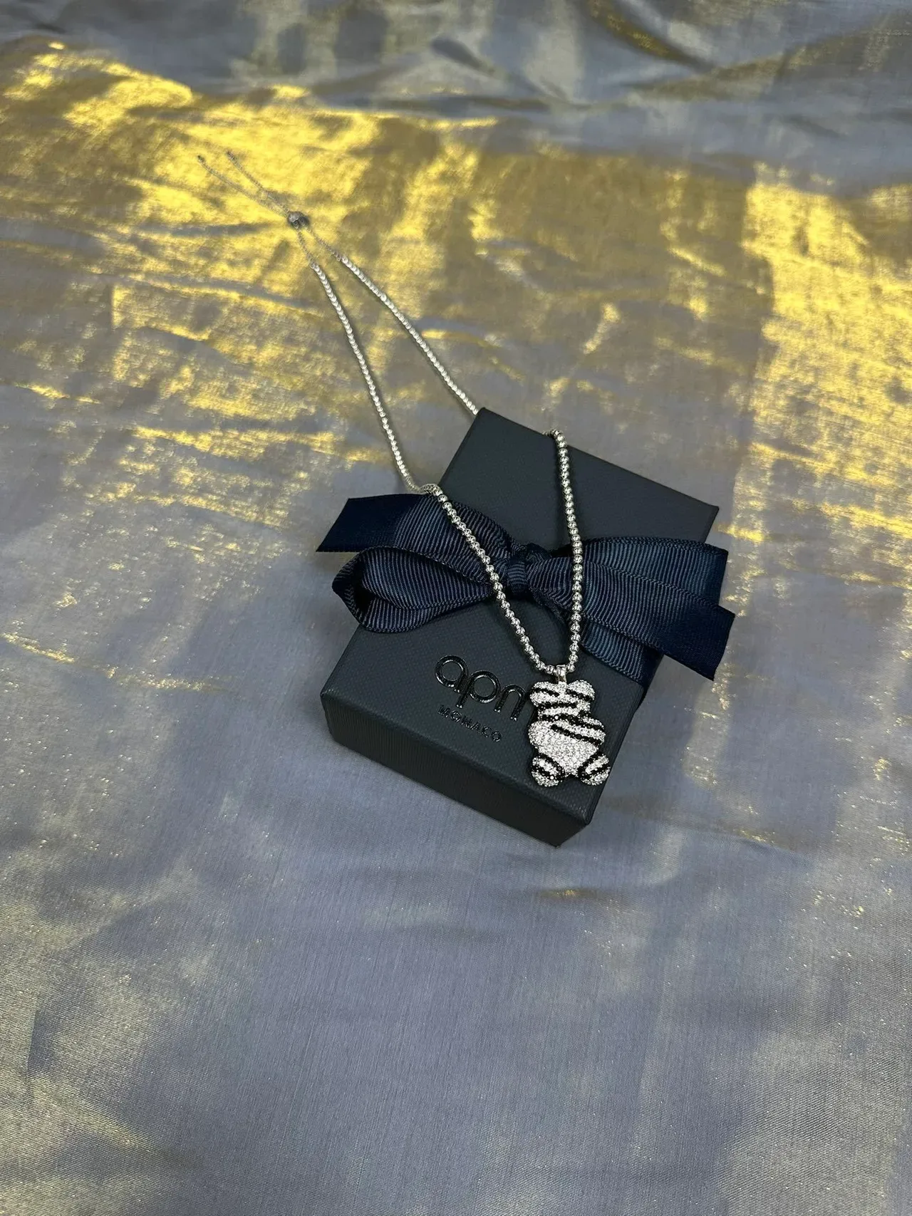 Pavé-Set Striped Zebra Motif Pendant Necklace 2