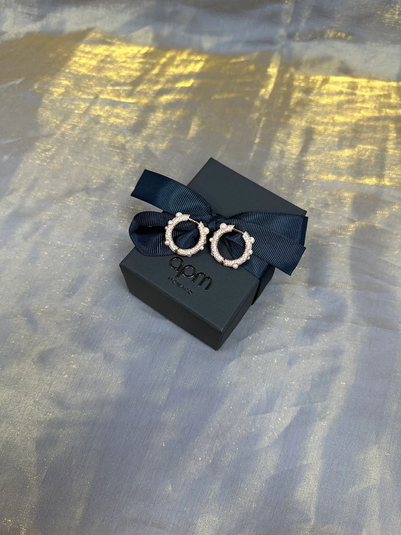 Pearl and Pavé Crystal Hoop Earrings 2