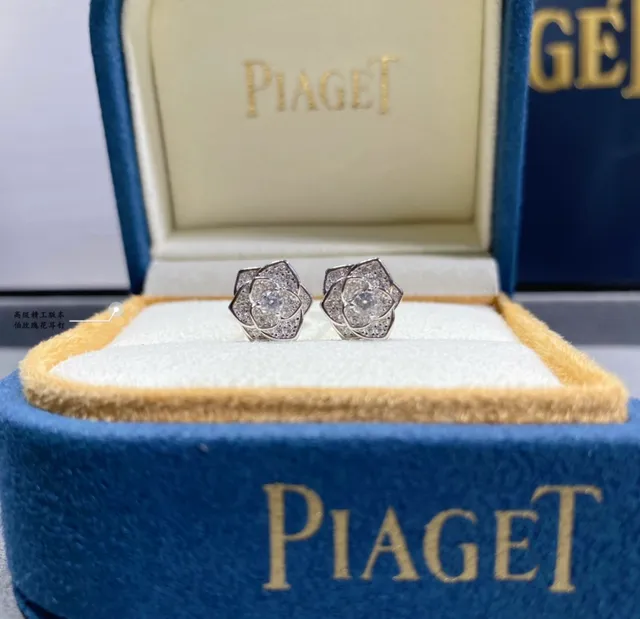 Piaget Rose Collection Pavé Diamond Floral Stud Earrings 3
