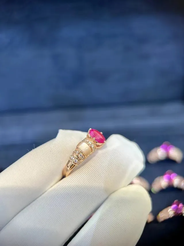 Pink Gold Cushion-Cut Center Stone Mother-of-Pearl Side Accents Ring 5