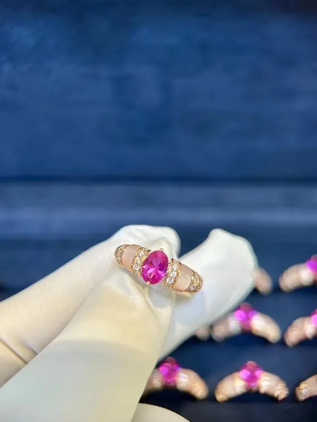 Pink Gold Cushion-Cut Center Stone Mother-of-Pearl Side Accents Ring 9