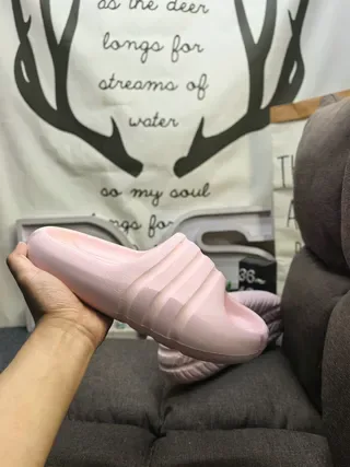 Pink Molded Foam Ribbed Strap Backless Slippers 5
