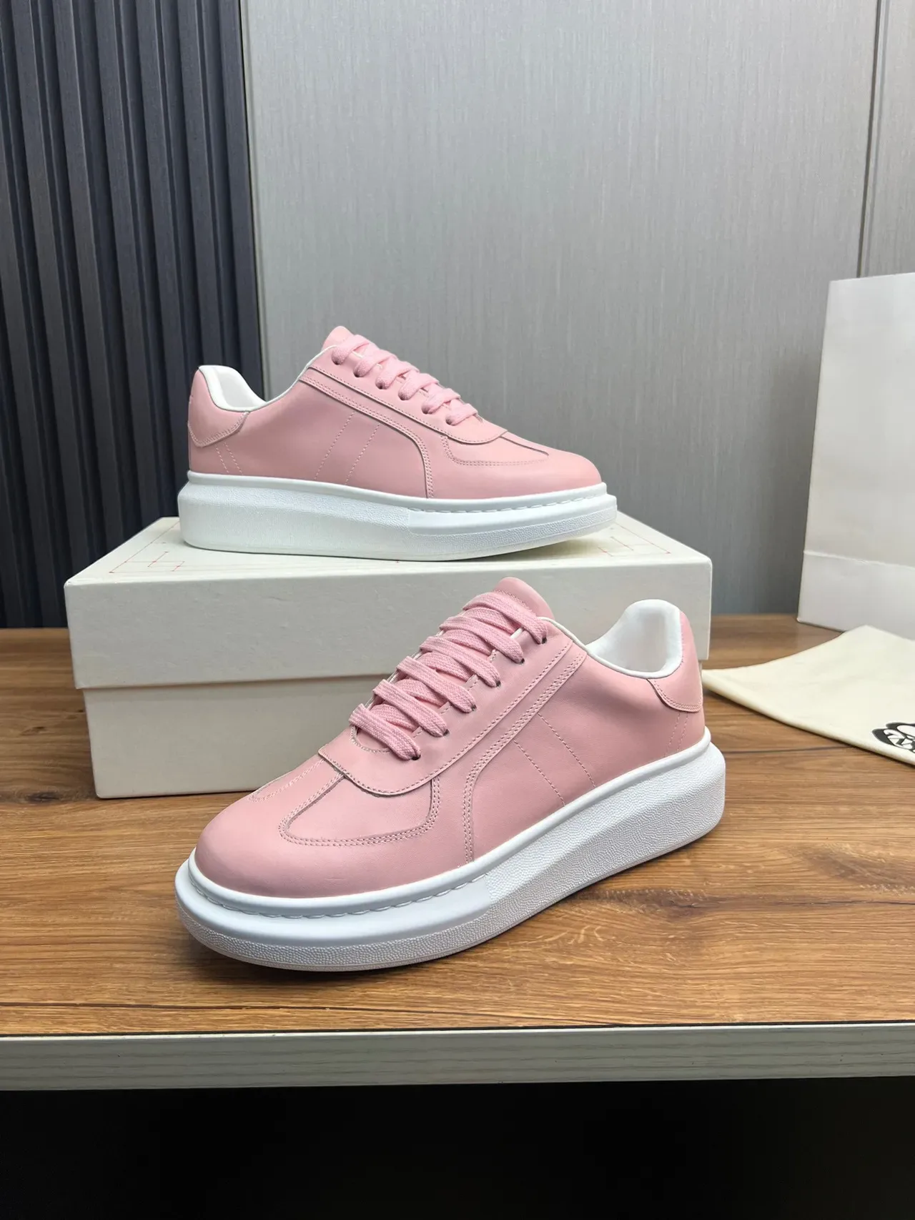 Pink Platform Low-Top Lace-Up Sneaker 7