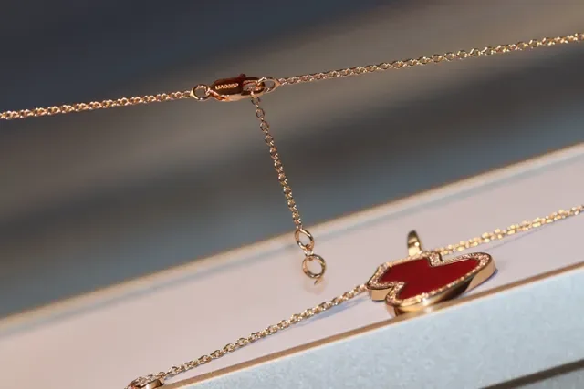 Qeelin Red Enamel Pavé Pendant Necklace 2