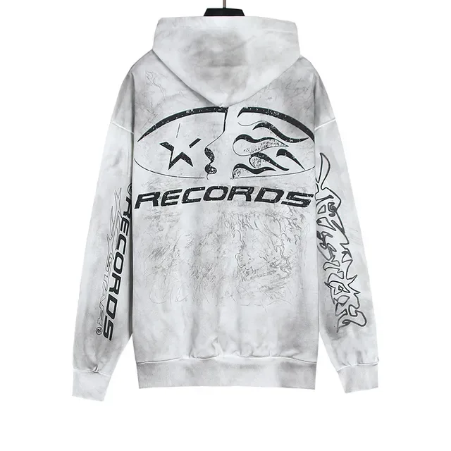 RECORDS Graphic Print Bleach-Wash Tracksuit 5