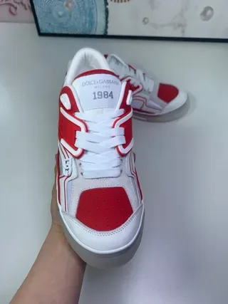 Red and White Layered Overlay Lifestyle Sneakers 4