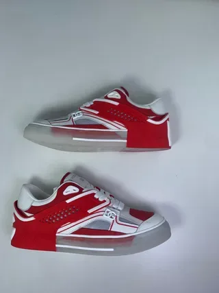 Red and White Layered Overlay Lifestyle Sneakers 6