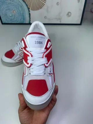 Red and White Layered Overlay Lifestyle Sneakers 7