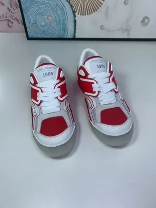 Red and White Layered Overlay Lifestyle Sneakers 9