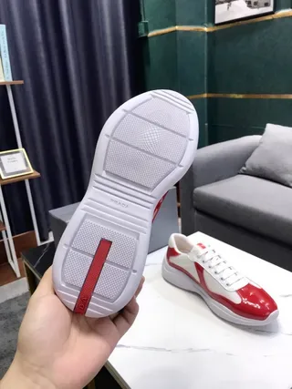 Red and White Patent Leather Mesh Sneakers 4