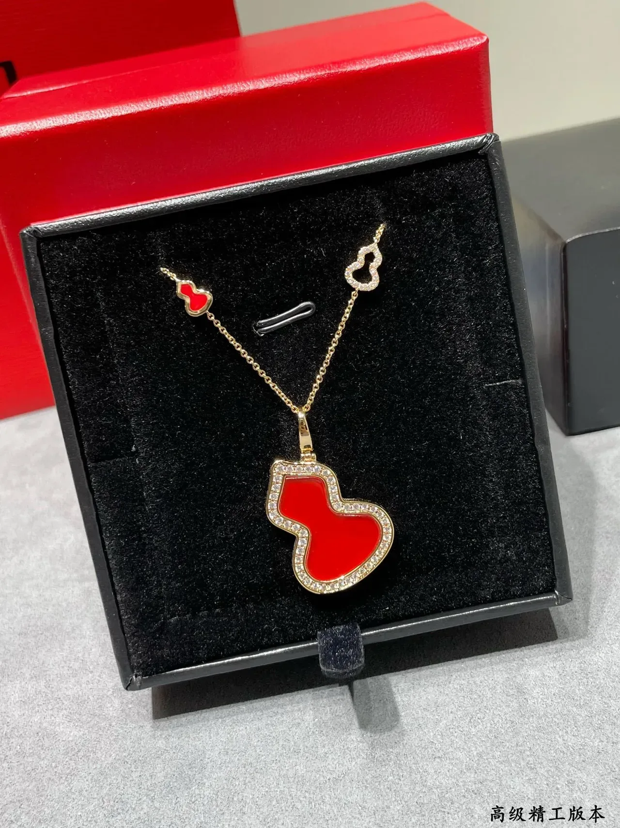 Red Gold Chain Enamel Gourd Pendant Necklace 6