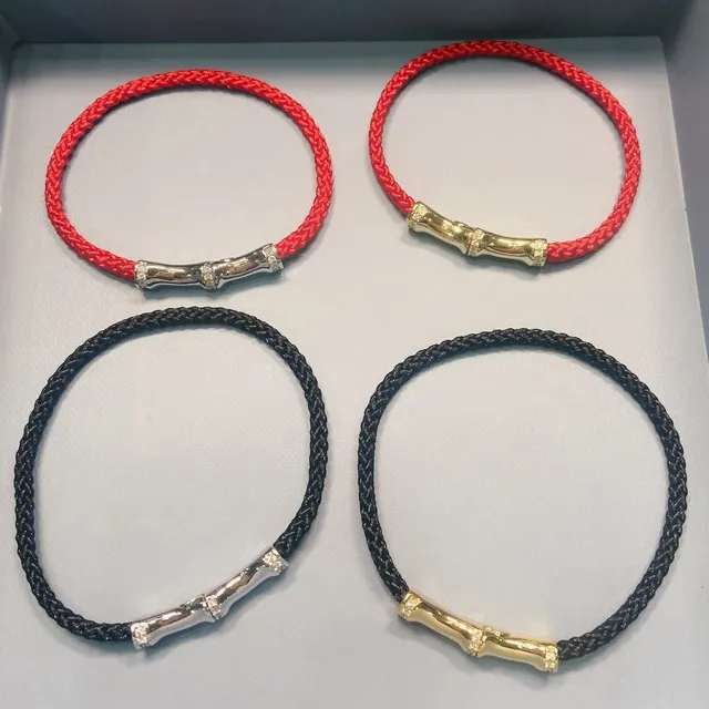 Red Navy Braided Cord Bamboo-Style Clasp Bracelet 3