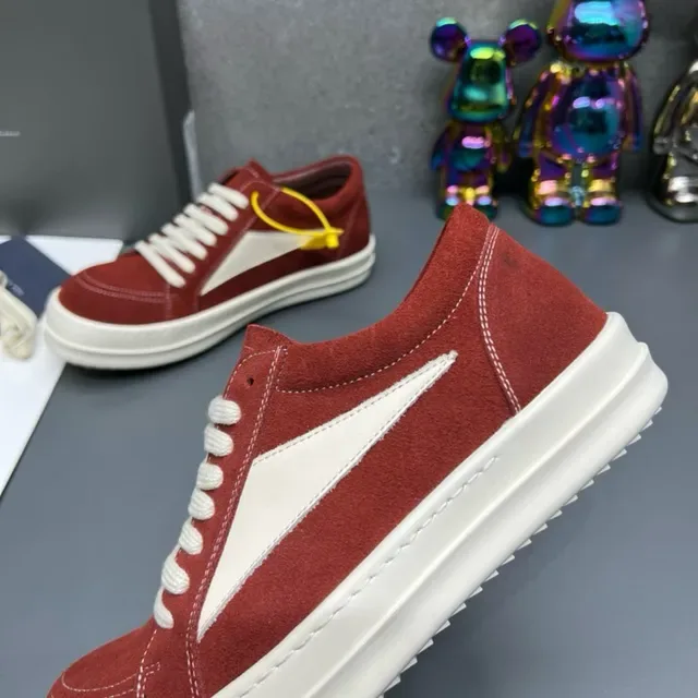 Red White Suede Upper Side Panel Sneakers 2