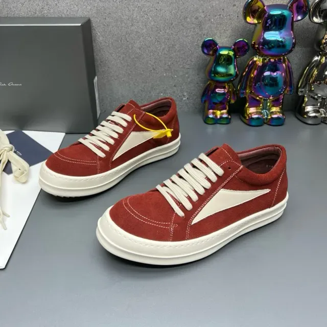 Red White Suede Upper Side Panel Sneakers 4