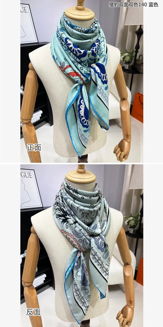 Cachecol de seda reversível com estampagem de cheetah e paisley 5