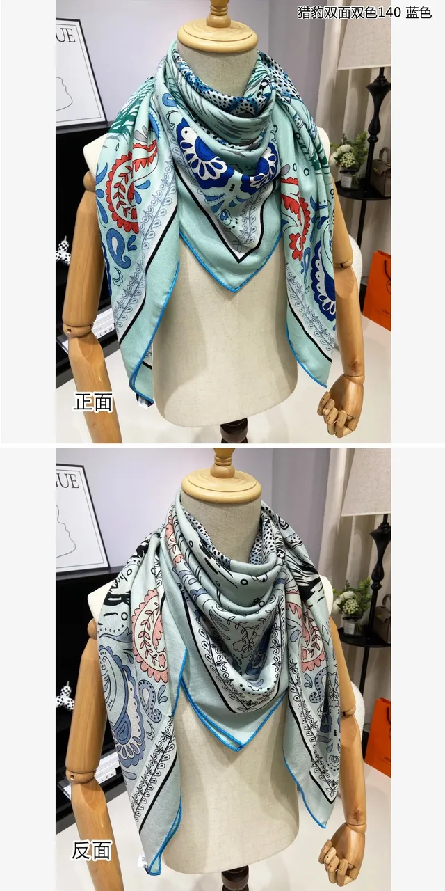 Cachecol de seda reversível com estampagem de cheetah e paisley 6