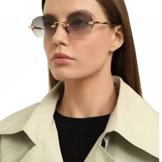 Rimless Gradient Lens Gold-Tone Metal Sunglasses