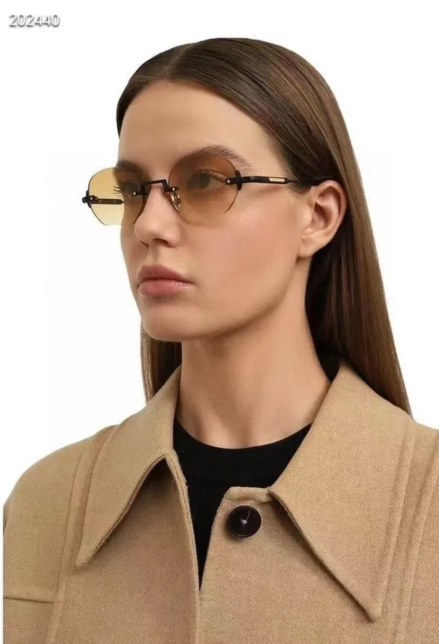 Rimless Gradient Lens Gold-Tone Metal Sunglasses 5