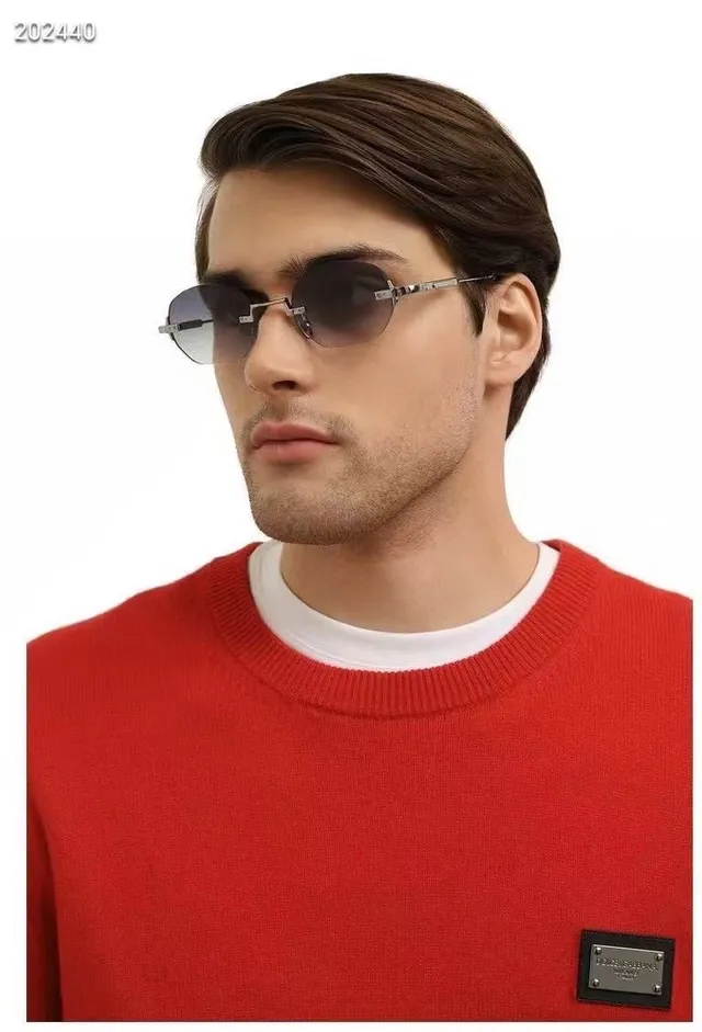 Rimless Gradient Lens Gold-Tone Metal Sunglasses 7