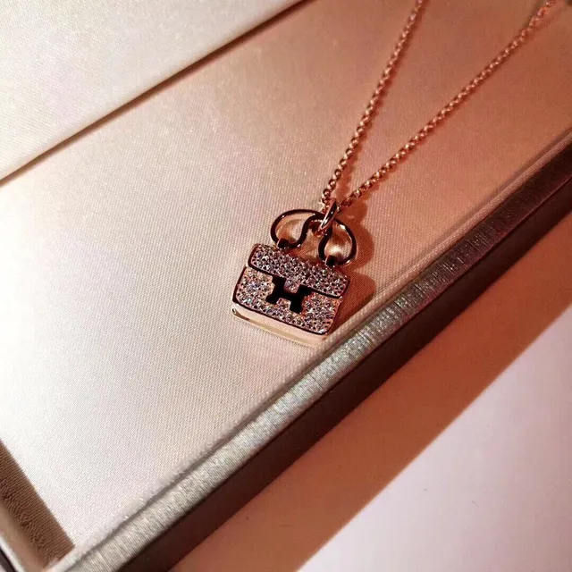Rose Gold and Silver Pavé Handbag Charm Necklaces 3
