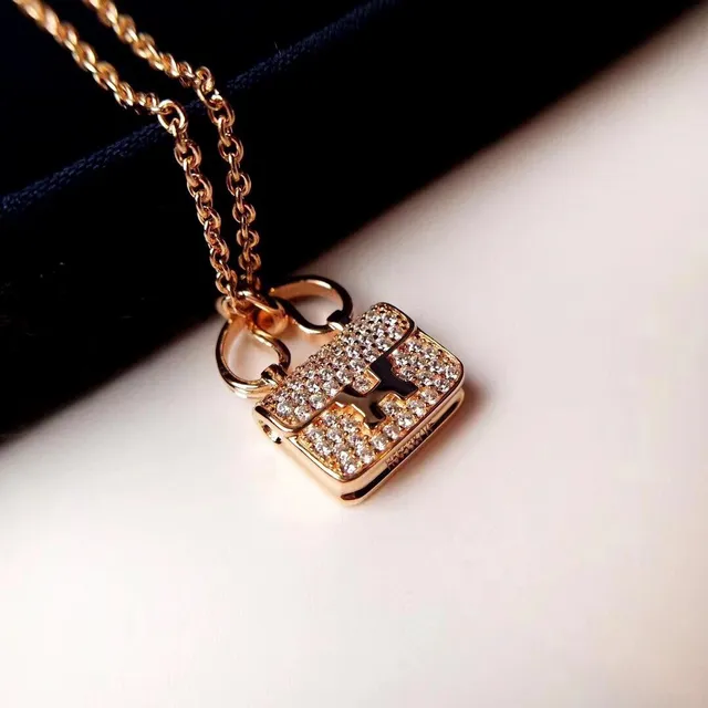 Rose Gold and Silver Pavé Handbag Charm Necklaces 7