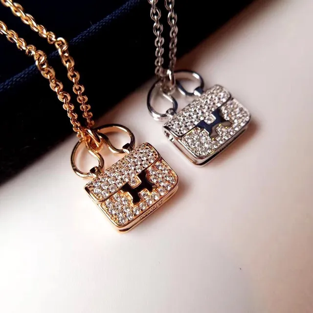 Rose Gold and Silver Pavé Handbag Charm Necklaces 9