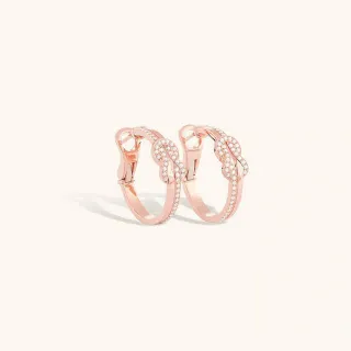 Rose Gold Pavé Knot Motif Hoop Earrings