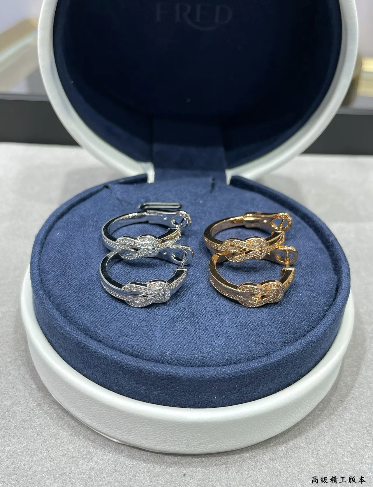 Rose Gold Pavé Knot Motif Hoop Earrings 3