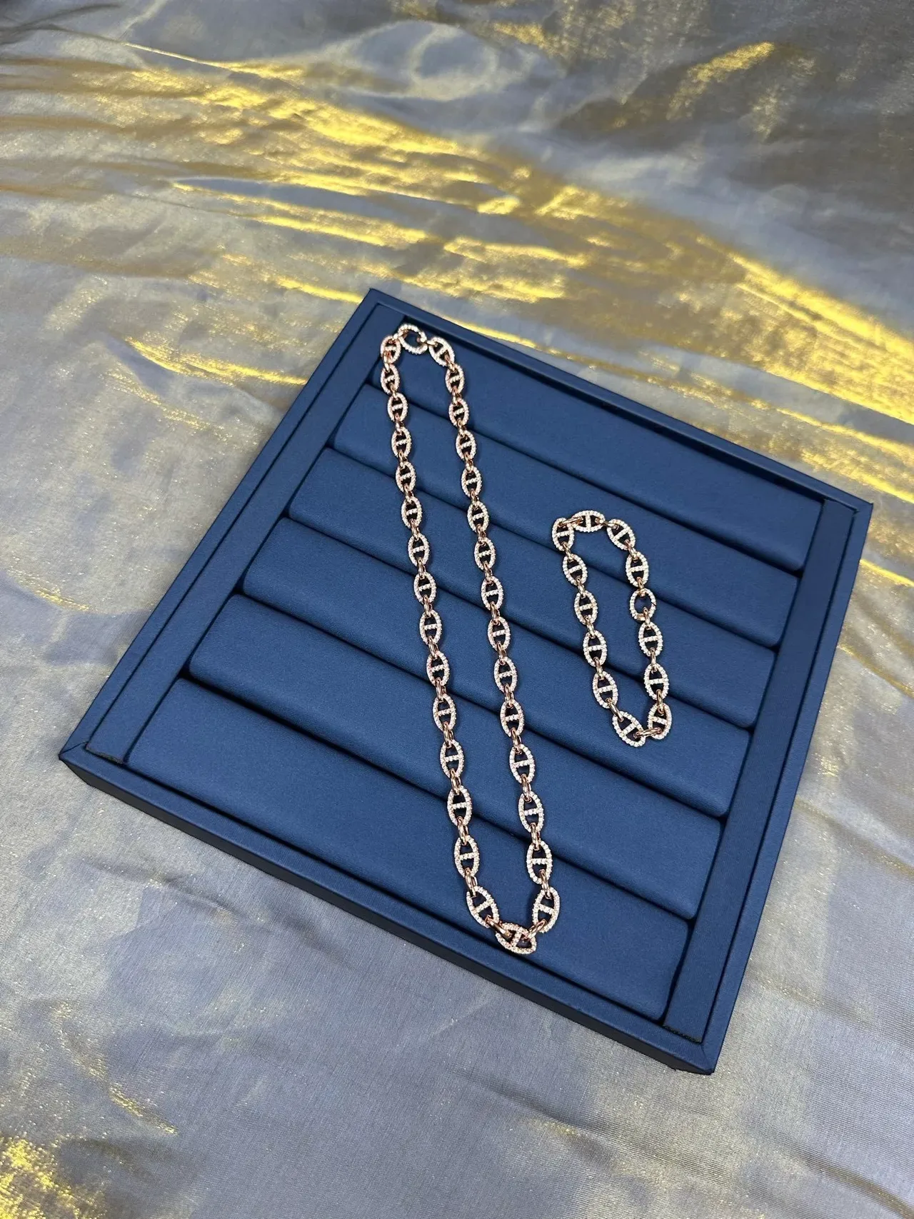 Rose Gold Pavé Mariner-Link Statement Necklace 5