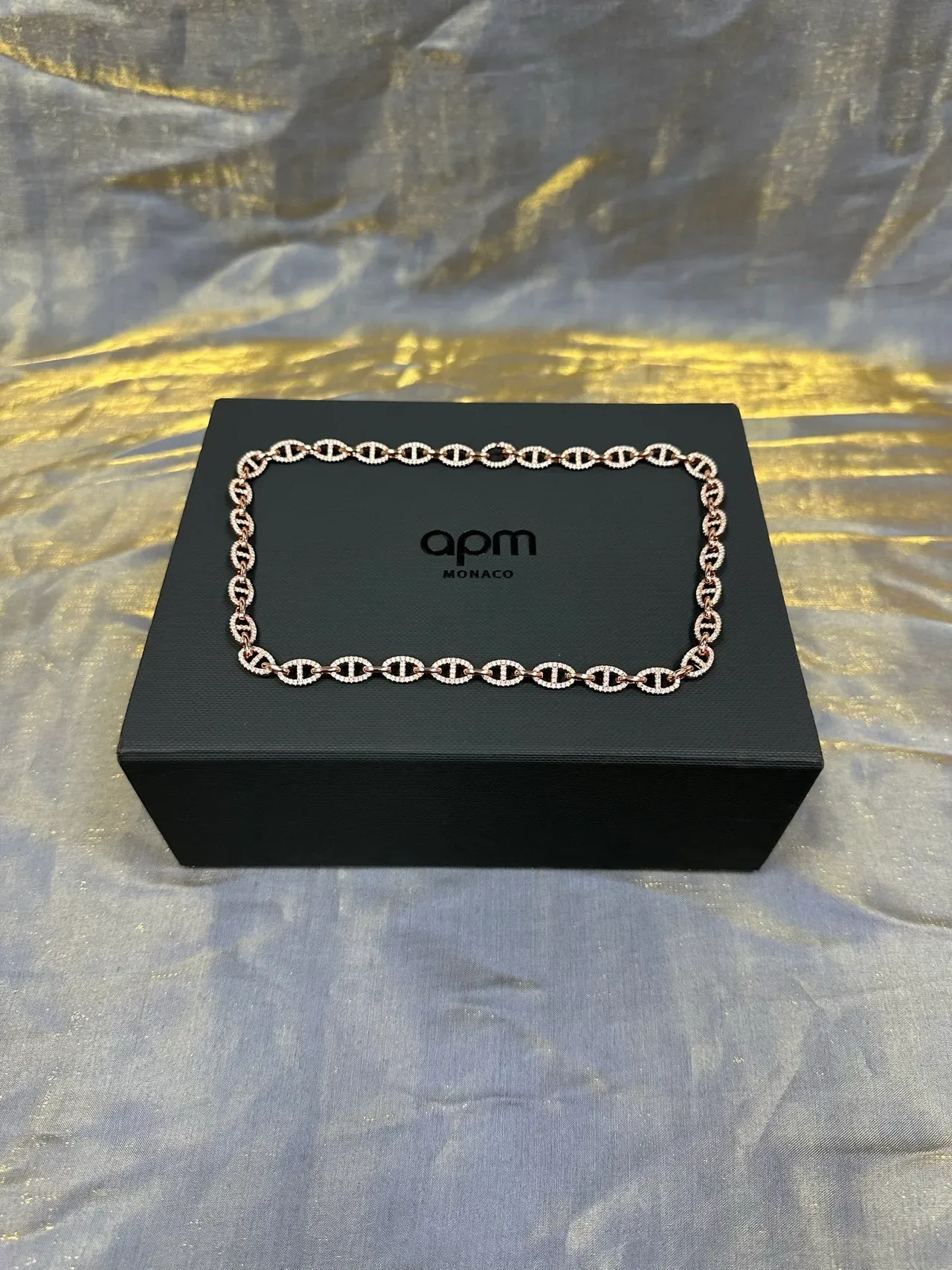 Rose Gold Pavé Mariner-Link Statement Necklace 6