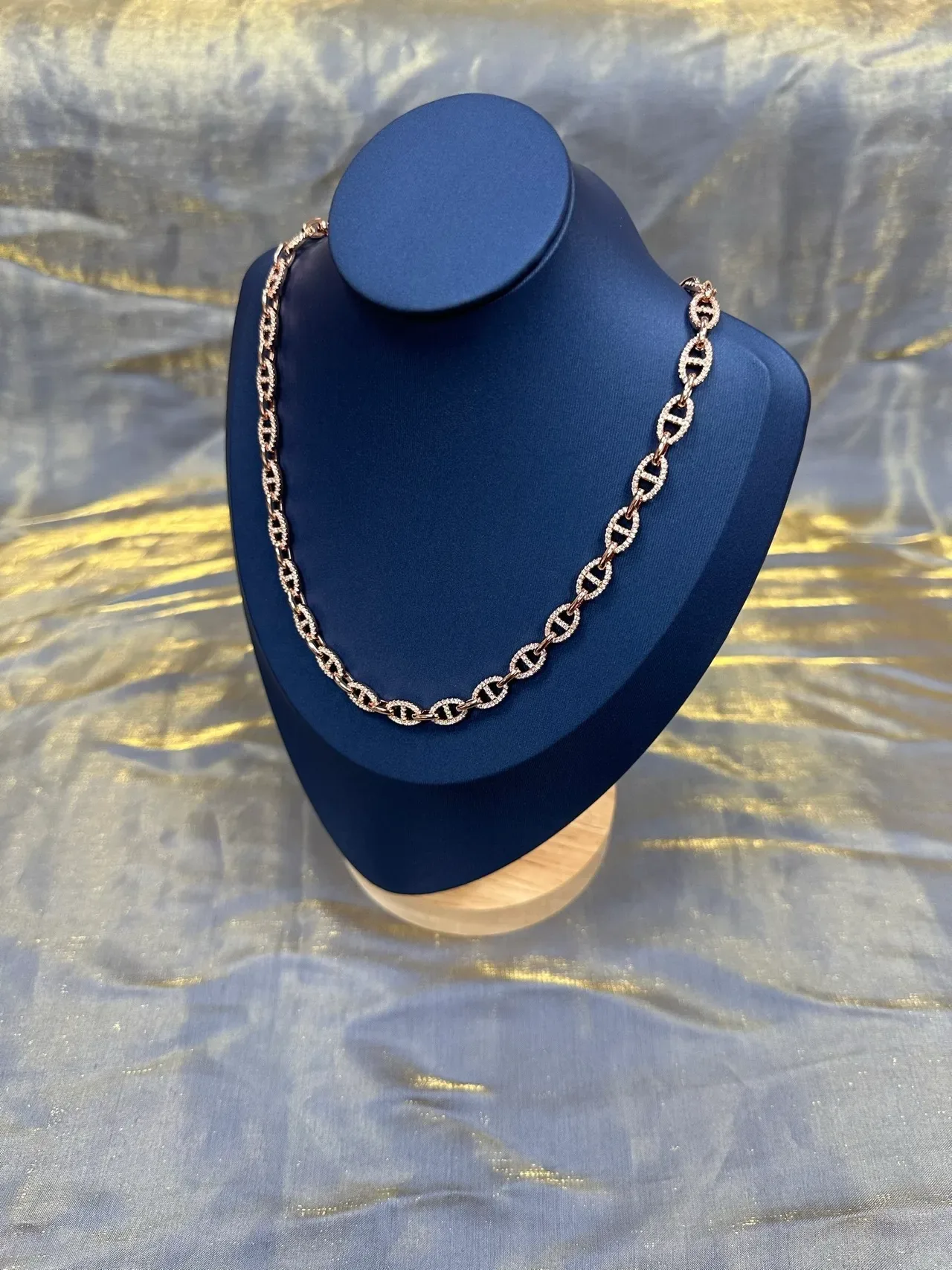 Rose Gold Pavé Mariner-Link Statement Necklace 8