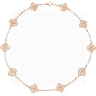 Colar com motivo floral Quatrefoil em Rose Gold