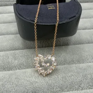 Collier pendentif de cœur en cristal avec cluster en ton Rose-Gold