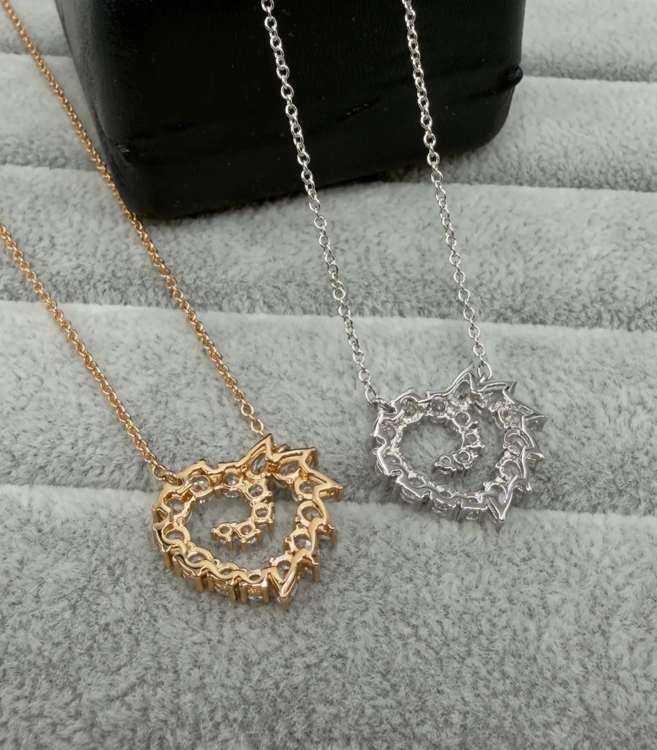 Rose-Gold Tone Heart Crystal Cluster Pendant Necklace 3