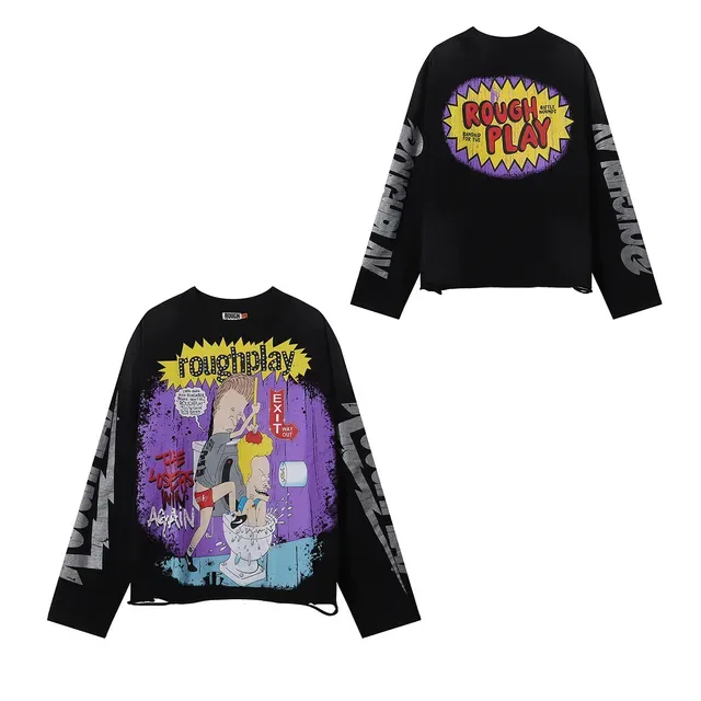 Rough Beavis and Butt-Head Roughplay Graphic Black T-Shirt 8