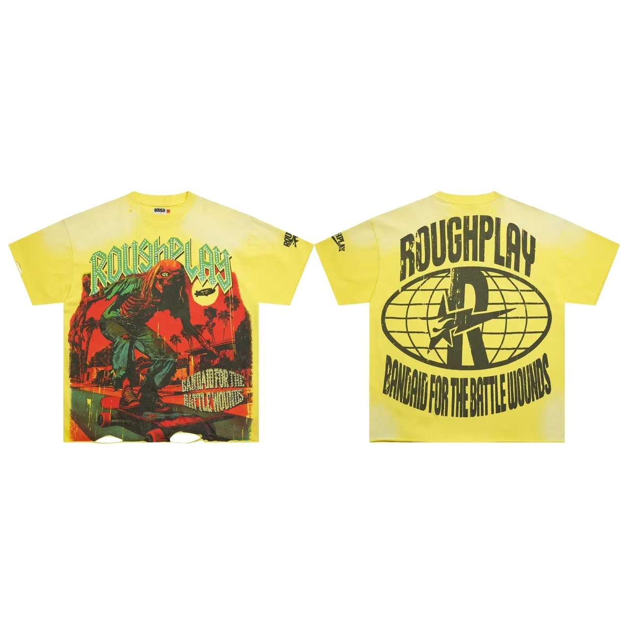Rough Play Graphic Print Oversized Yellow T-Shirt 2