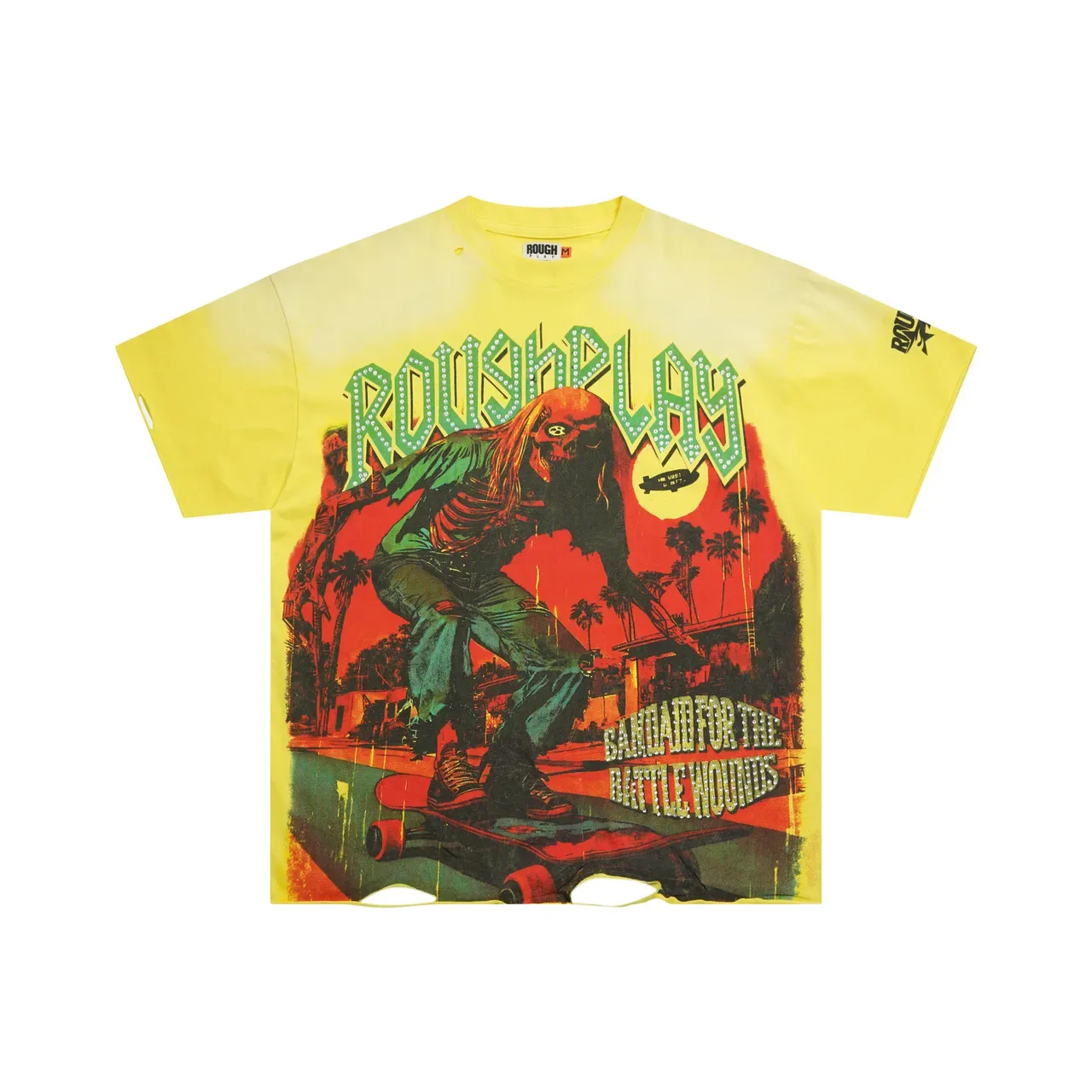 Rough Play Graphic Print Oversized Yellow T-Shirt 3