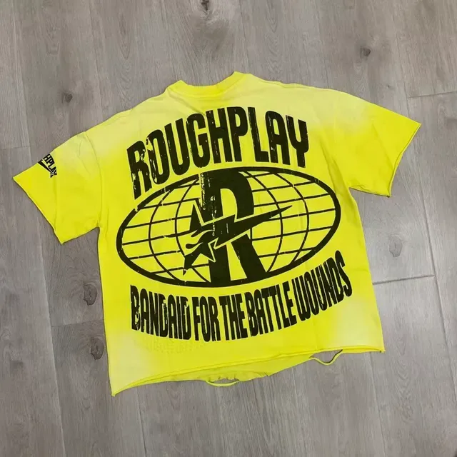 Rough Play Graphic Print Oversized Yellow T-Shirt 5