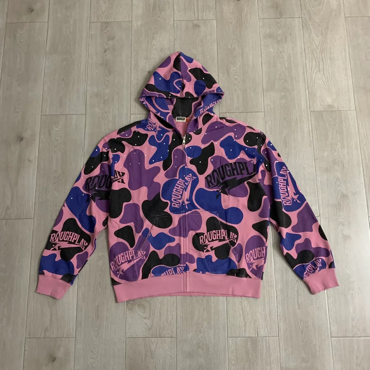 Rough Play Pink Purple Camouflage Print Full-Zip Hoodie 5