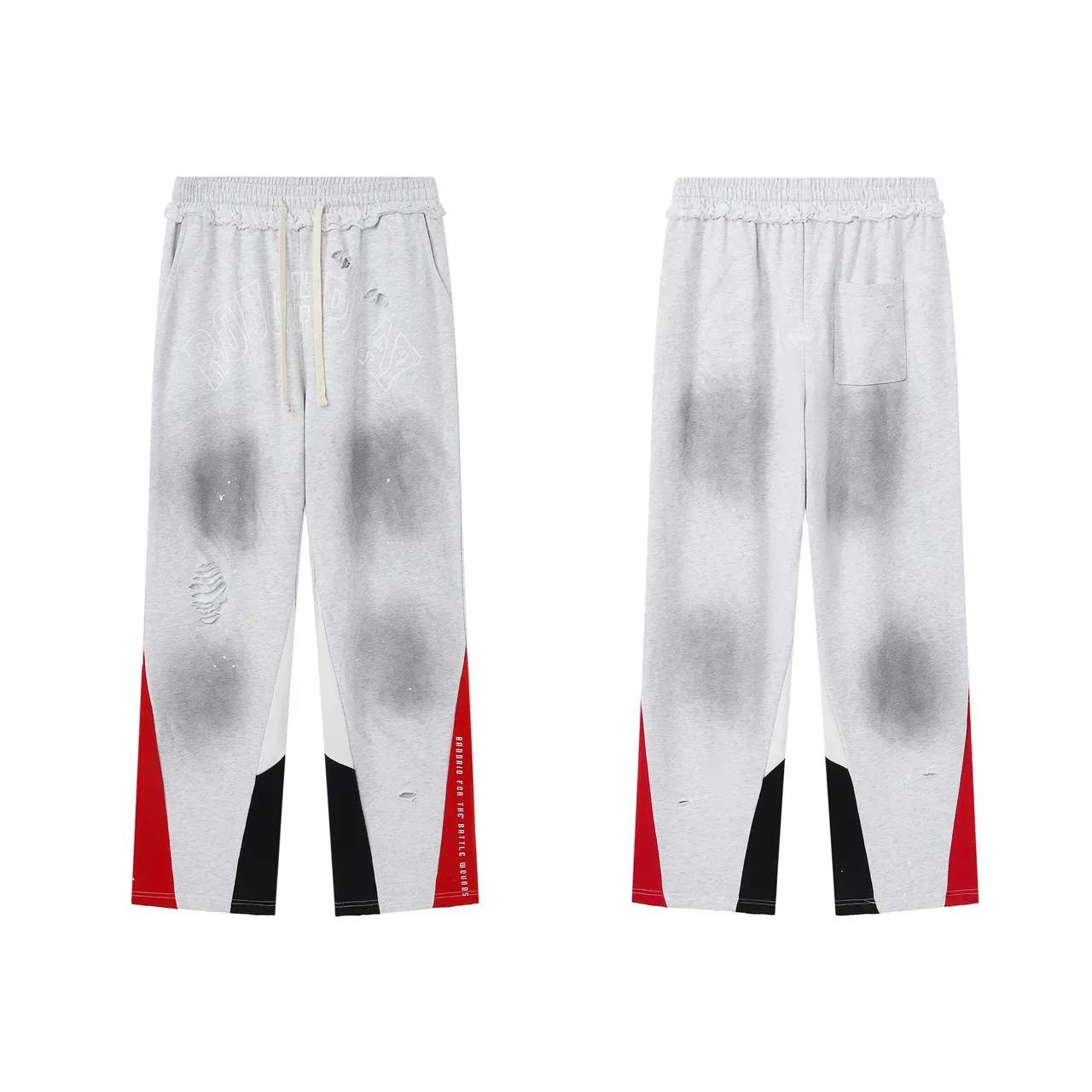 Roughplay Distressed Color-Blocked Sweatpants 4