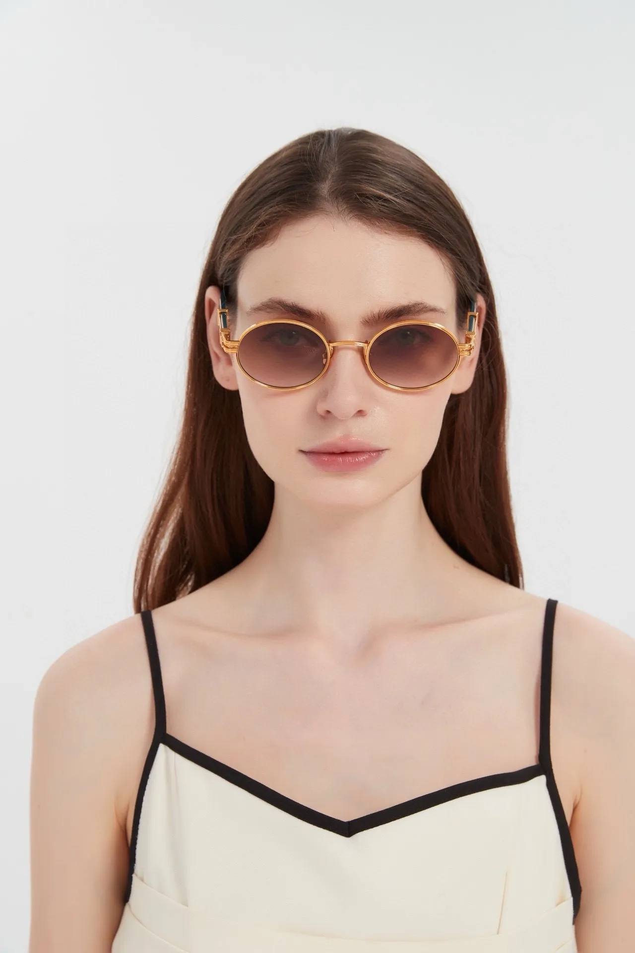 Round Thin Metal Frame Dark Lens Sunglasses 3