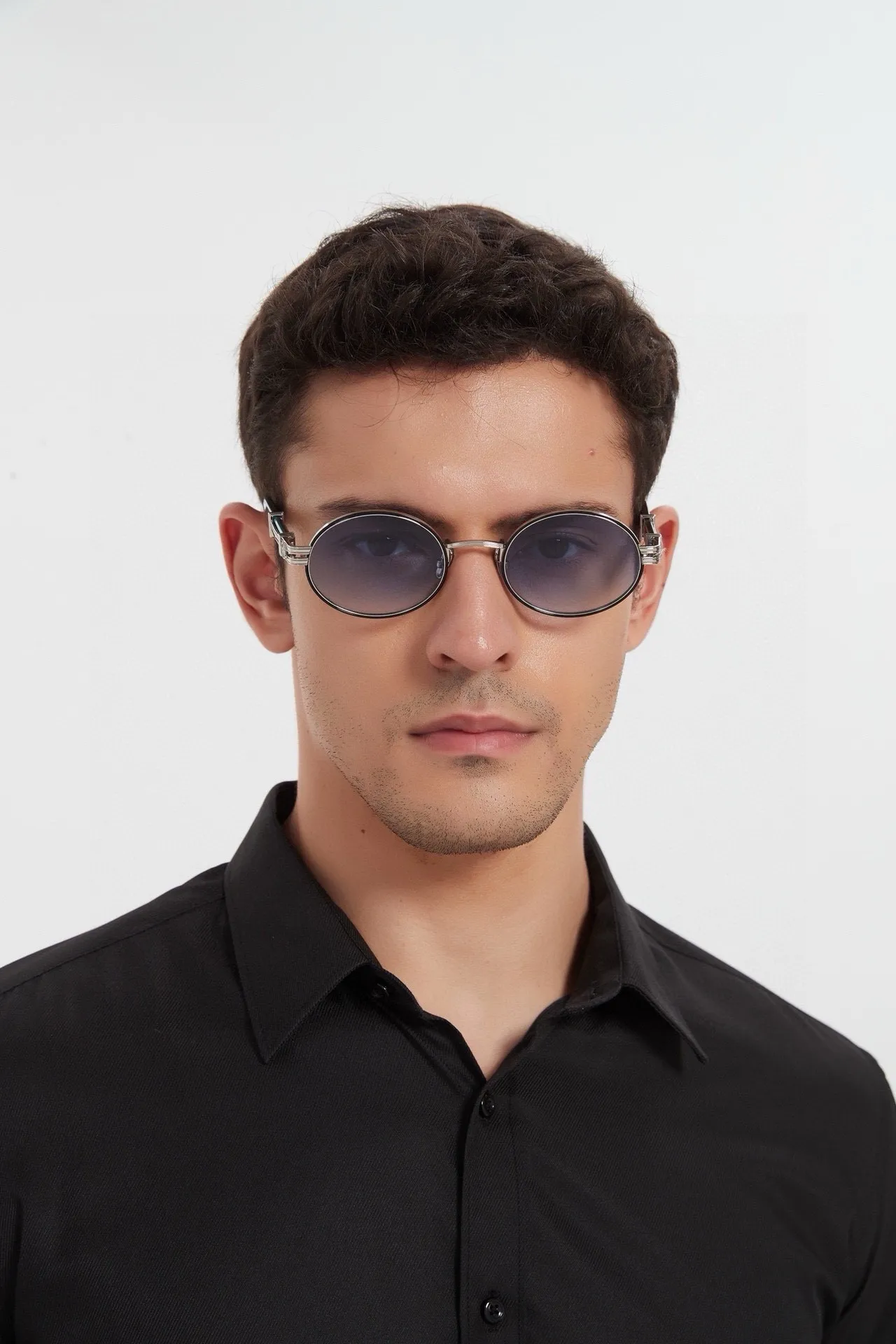 Round Thin Metal Frame Dark Lens Sunglasses 4