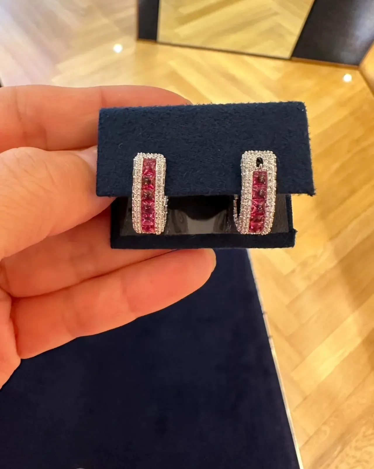 Ruby and Pavé Hoop Earrings 5