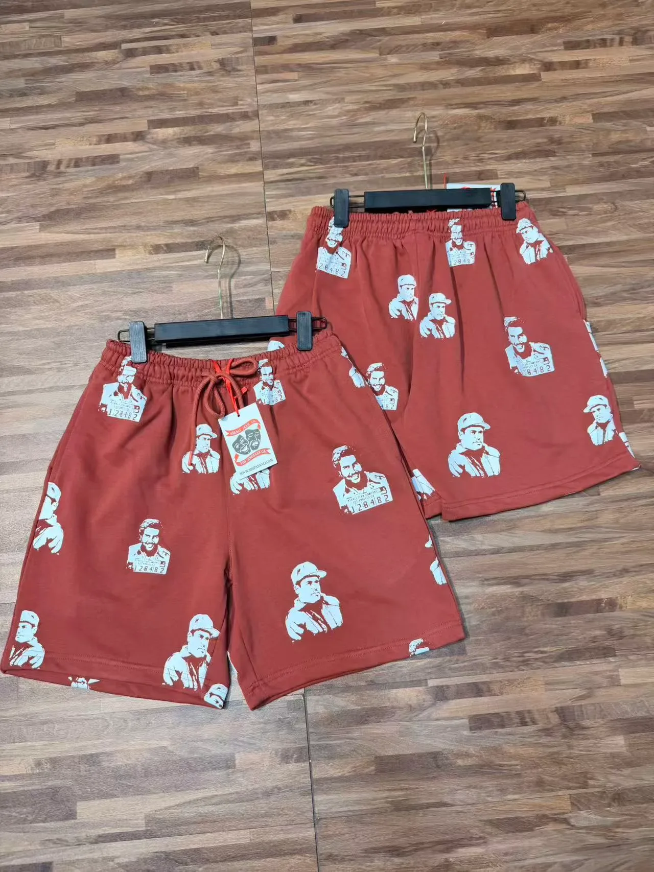 Rust Brown All-Over Print Elastic-Waist Drawstring Shorts 4