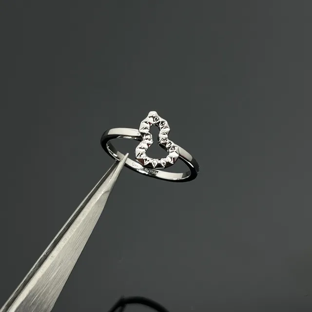 Silver and Gold Heart Openwork Faceted Edge Stackable Rings 4