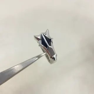 Silver Black Angular Sculptural Top Pointed Prongs Ring