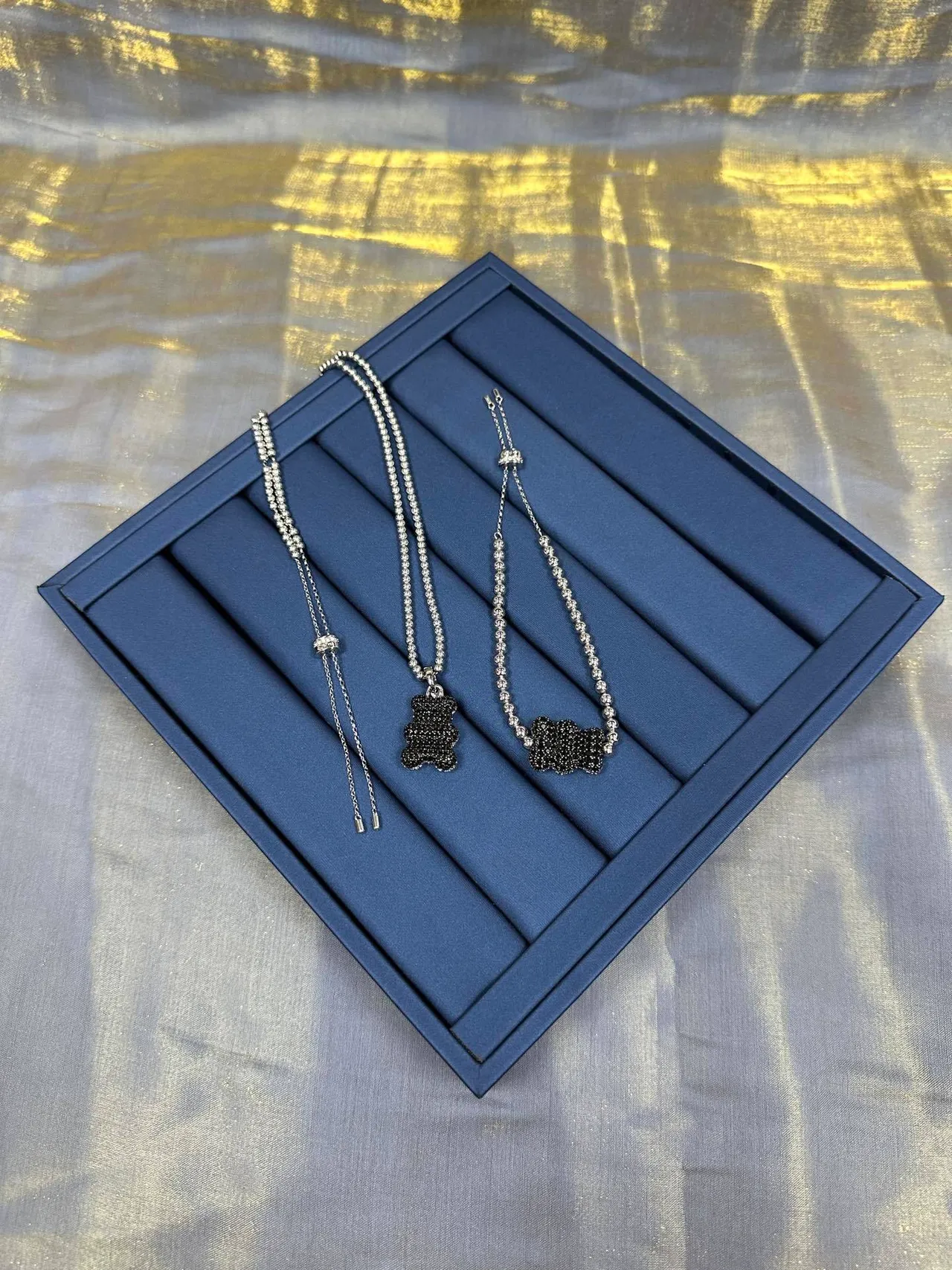 Silver Black Ball-Chain Adjustable Toggle Clasp Necklace 8